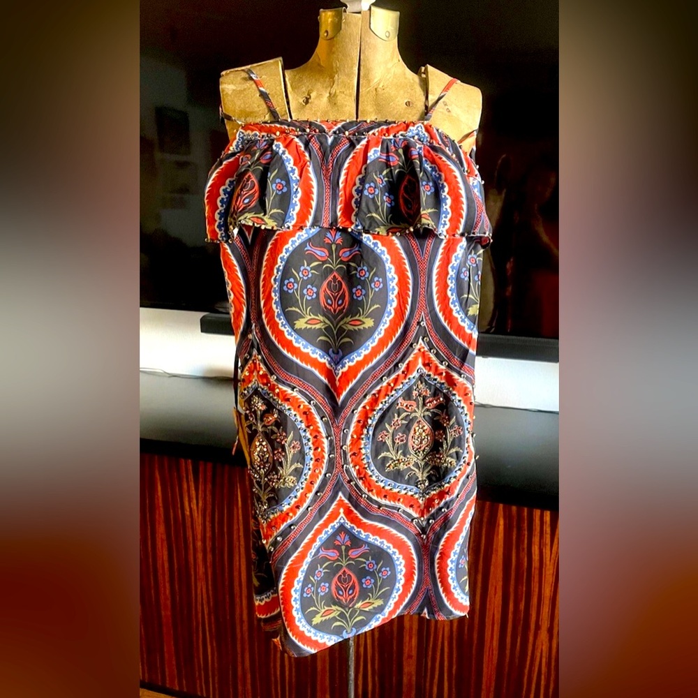 Juicy Couture Floral hand beaded, crystals silk dress. 2 piece S/XS